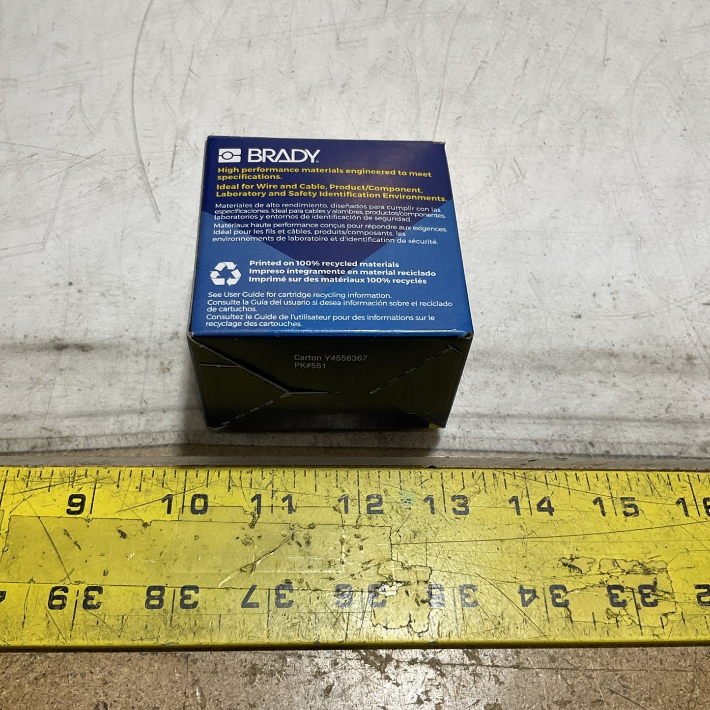 BRADY  PLT-42-439-YL  18625 B-439 YELLOW VINY LABEL TAPE FOR 24.4M 15.2M  Z2M