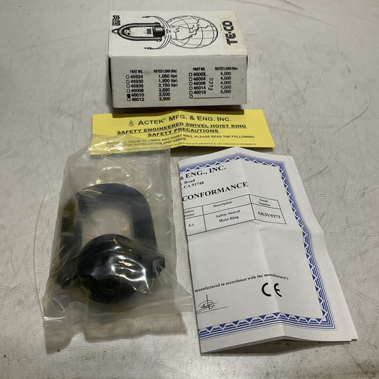 TE-CO  AK46010 SAFETY SWIVEL  HOIST RING 2500LB Z2M