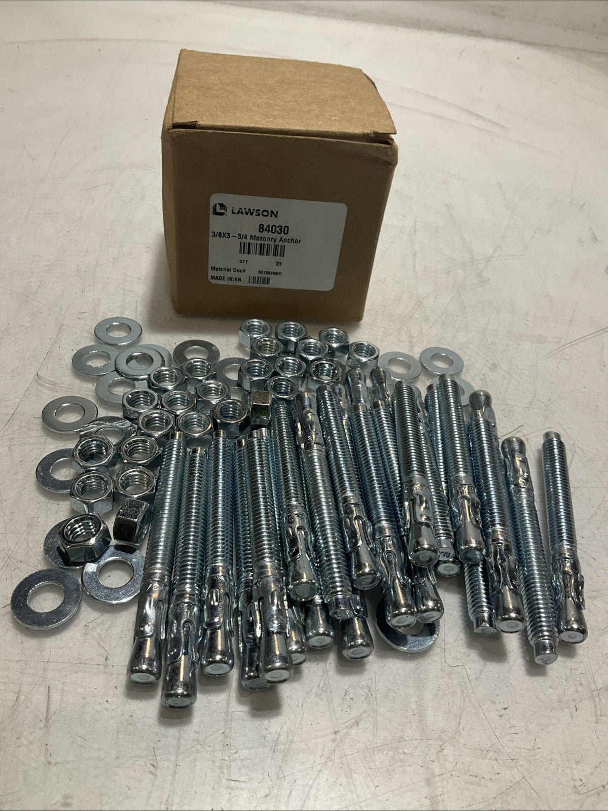 LAWSON  84030  3/8X3-3/4 MASONRY TYPE STUD BOLT ANCHOR STEEL  LOT OF 25 Z2M