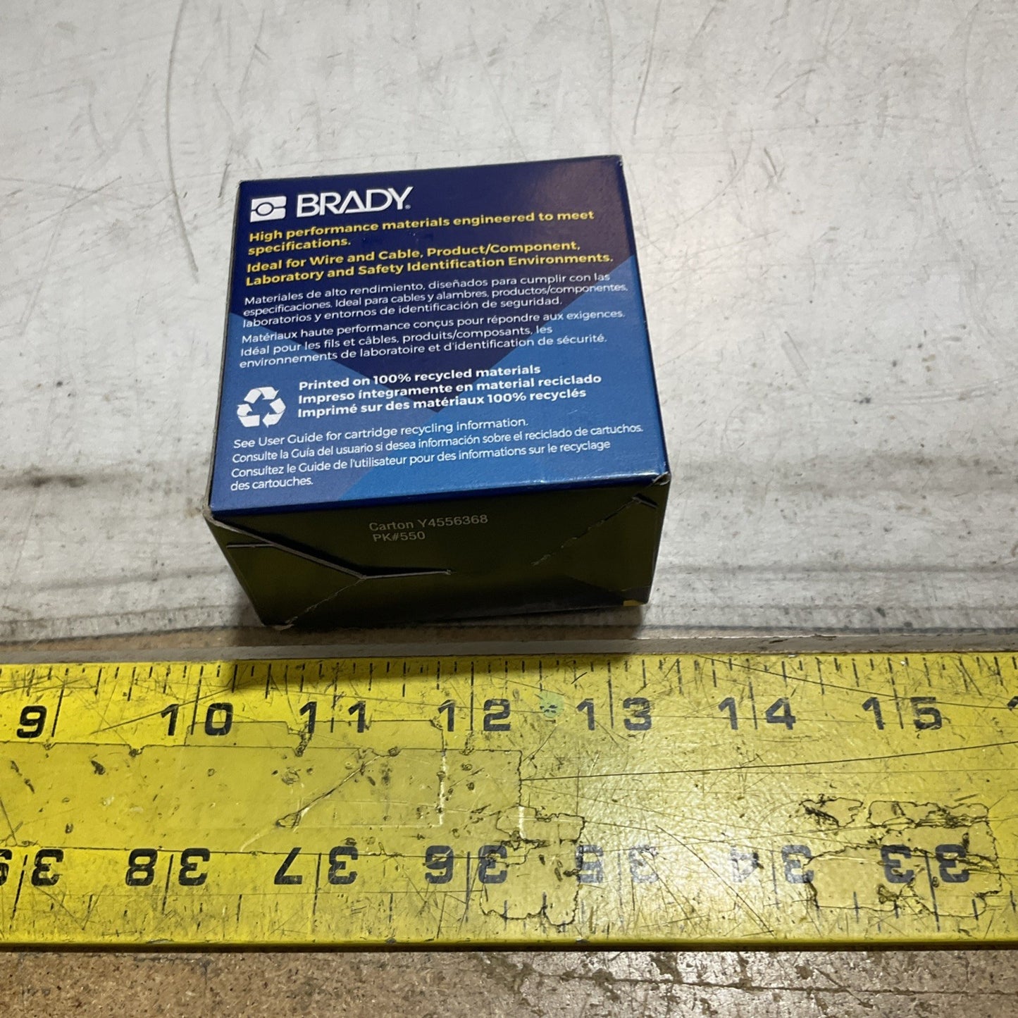 BRADY B-439  PLT-8-439-YL 18631 YELLOW VINYL LABEL TAPE FOR 0.5X50' 50FEET Z2M