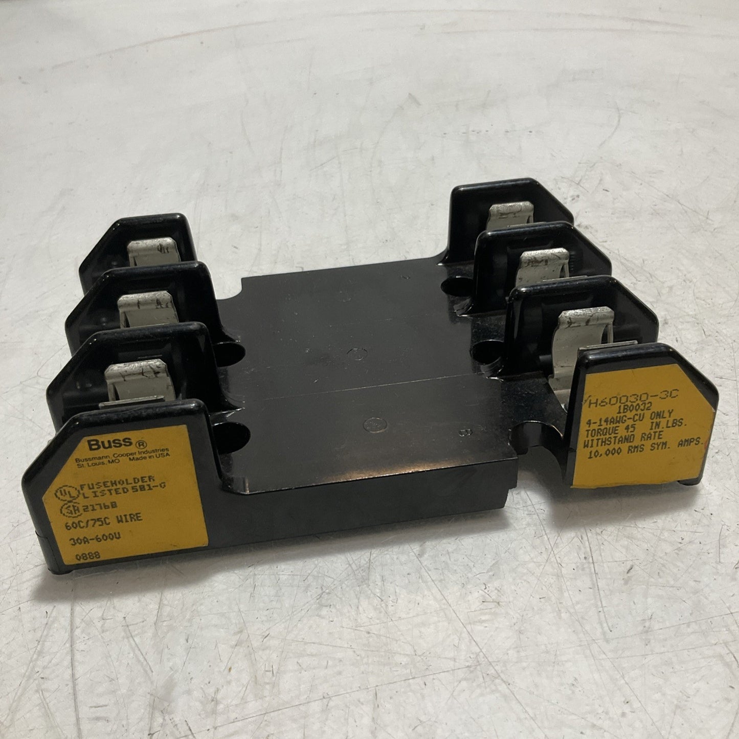 BUSS  H60030-3C  FUSE HOLDER 30A-600V  60C/75 WIRE  LOT OF 3 Z2M