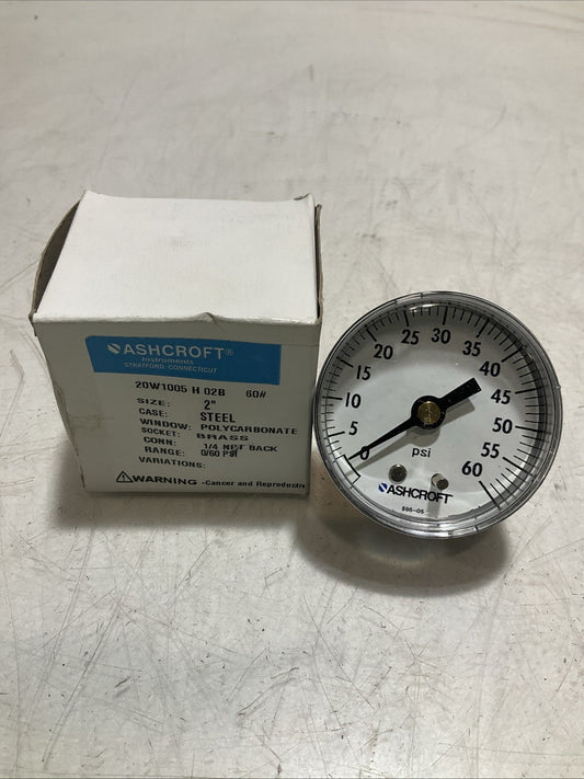 ASHCROFT  595-05 INDUSTRIAL  PRESSURE GAUGE  POLYCARBONATE 0/60PSI Z2M