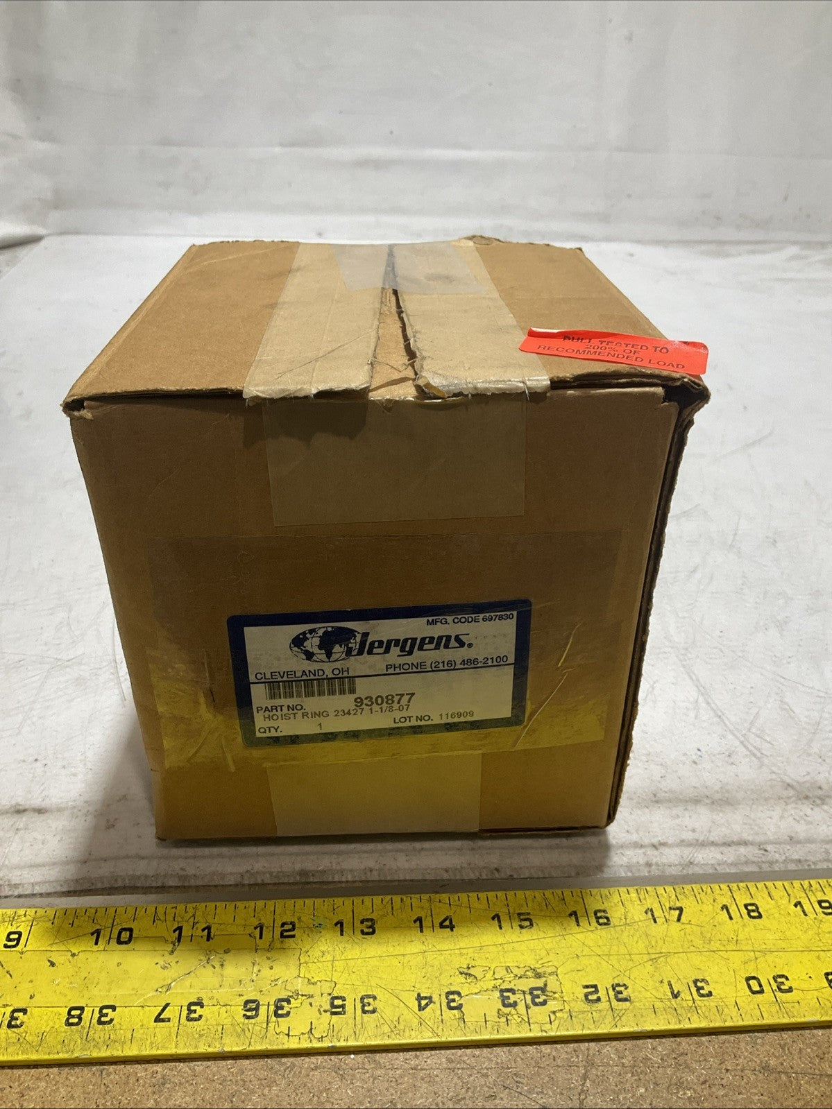 JERGENS  930877  HOIST RING TORQUE 230FT  LBS  RATED  LOAD 10,000 LBS  Z2M