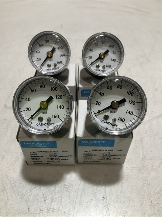ASHCROFT  221-06  INDUSTRIAL PRESSURE GAUGE POLYCARBONATE 01/160PSI LOT OF 4 Z2M