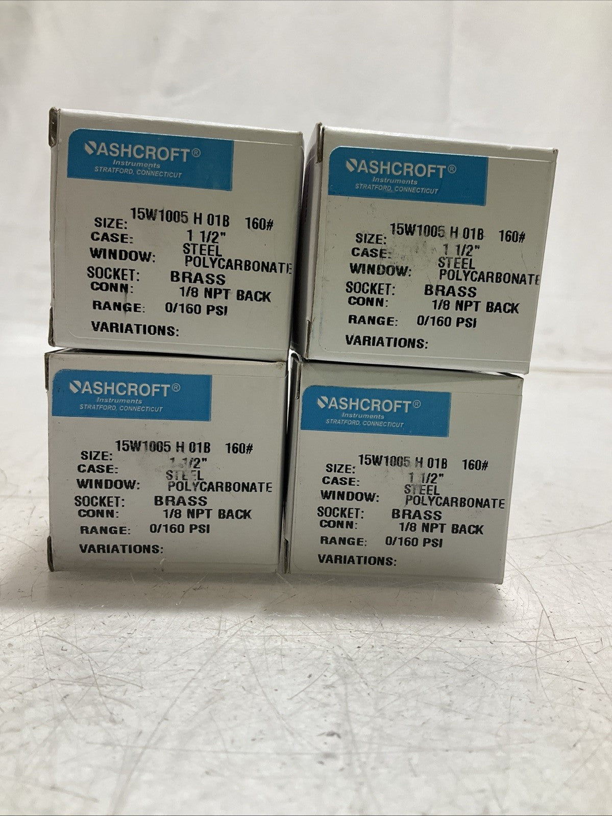 ASHCROFT  221-06  INDUSTRIAL PRESSURE GAUGE POLYCARBONATE 01/160PSI LOT OF 4 Z2M