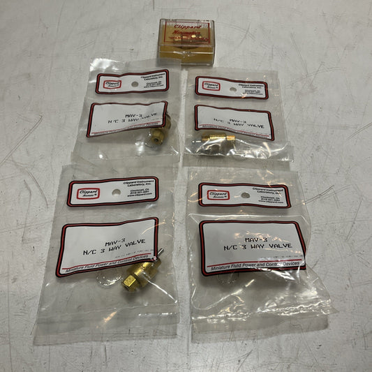 CLIPPARD  MAV-3  N/C  3 WAY  NORMALLY - CLOSED  POPPET  VALVE  LOT OF  5 Z2M