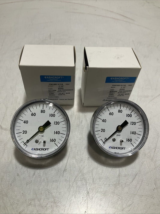 ASHCROFT  436-07  INDUSTRIAL  PRESSURE GAUGE 0-160PSI  LOT OF 2 Z2M