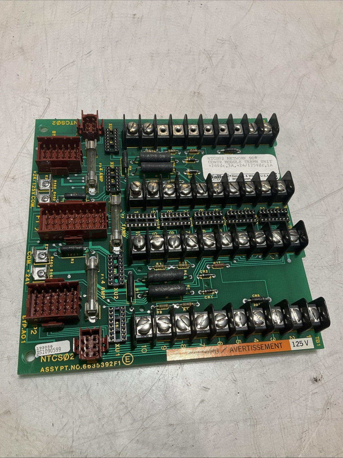 BAILEY  NTCS02-6635392F1  CONTROL  MODULE TERMINAL  CIRCUIT  UNIT 125VDC  Y2M