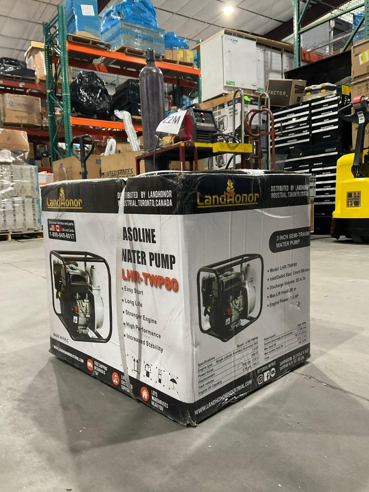 UNUSED LANDHONOR 3IN SEMI-TRASH WATER PUMP MODEL LHR-TWP80, GAS POWERED, 7.0 HP