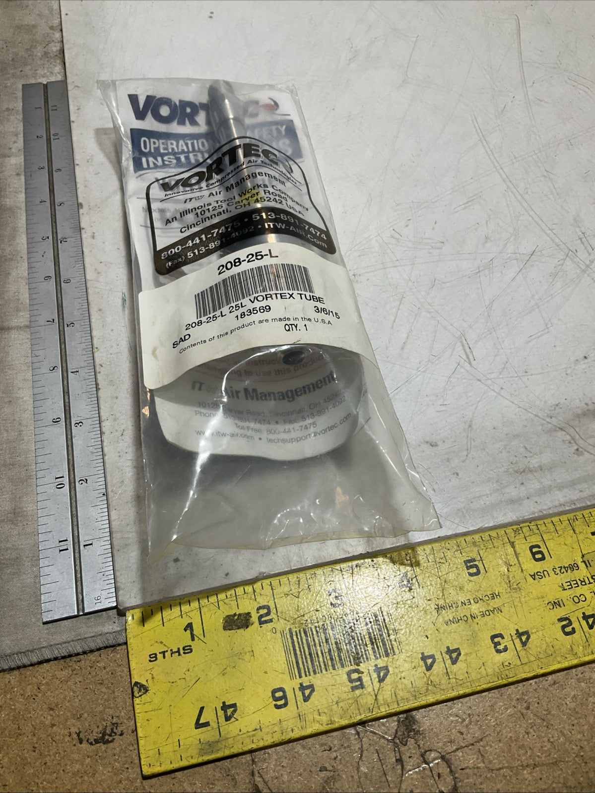 VORTEC  208-25-L  183569  COMPRESSED  AIR SPOT COOLING  VORTEX TUBE Z2M