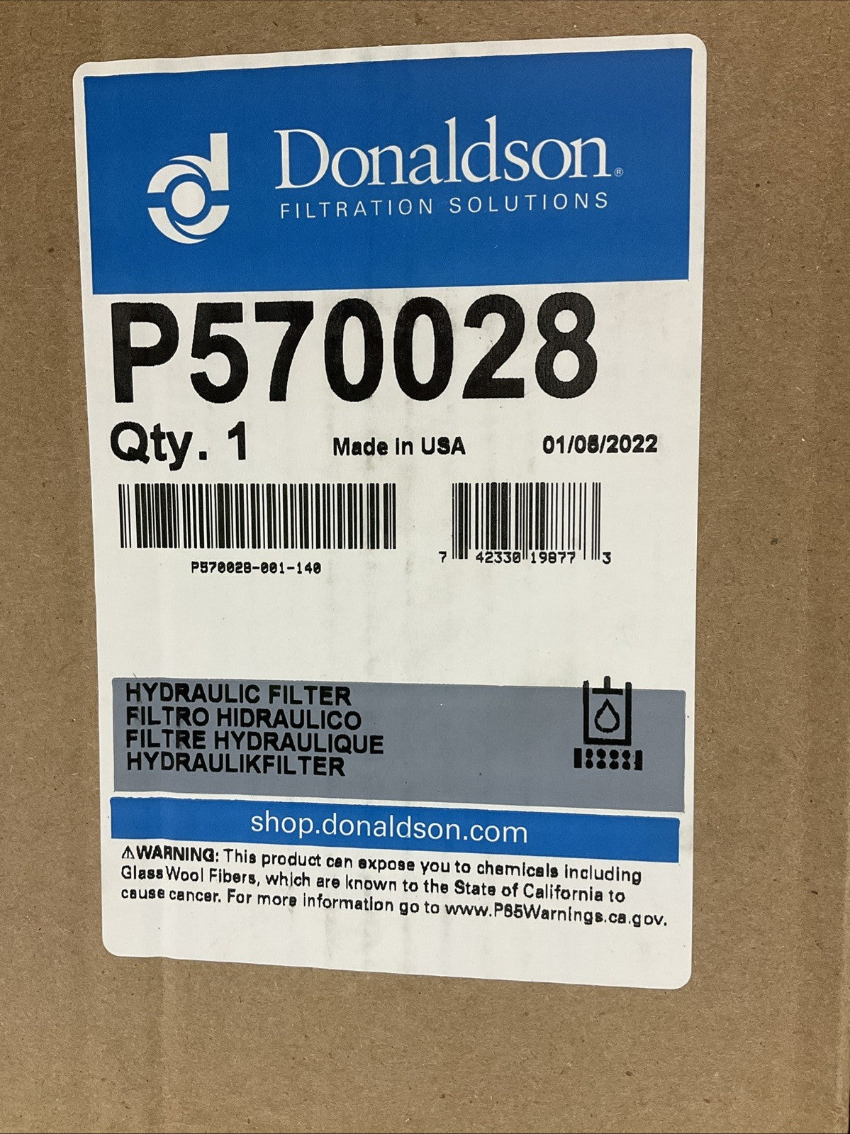 DONALDSON  P570028  HYDRAULIC FILTER  REPLACEMENT Z2M