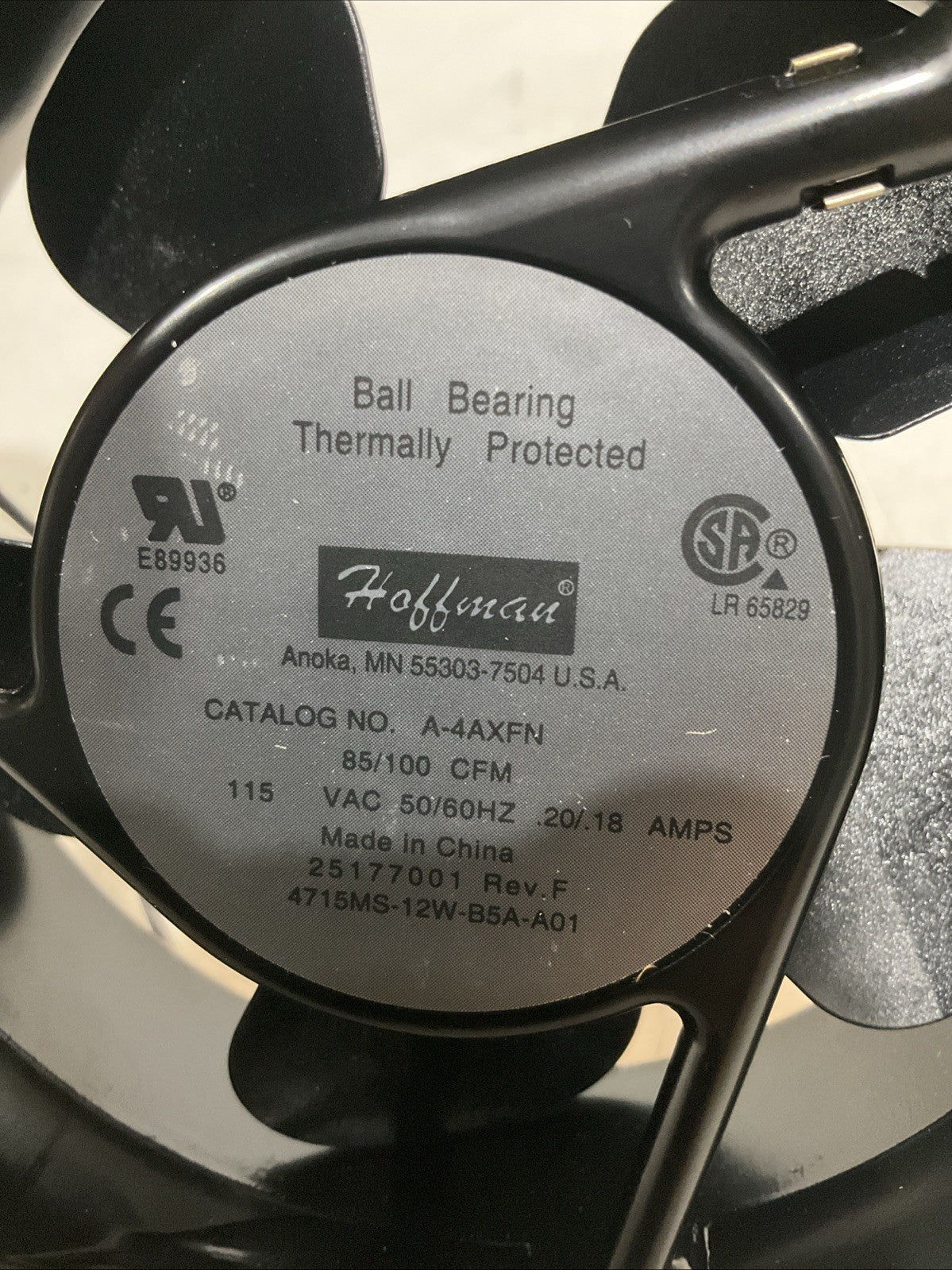 HOFFMAN A4AXFN COOLING FAN 115V 50/60HZ U3S