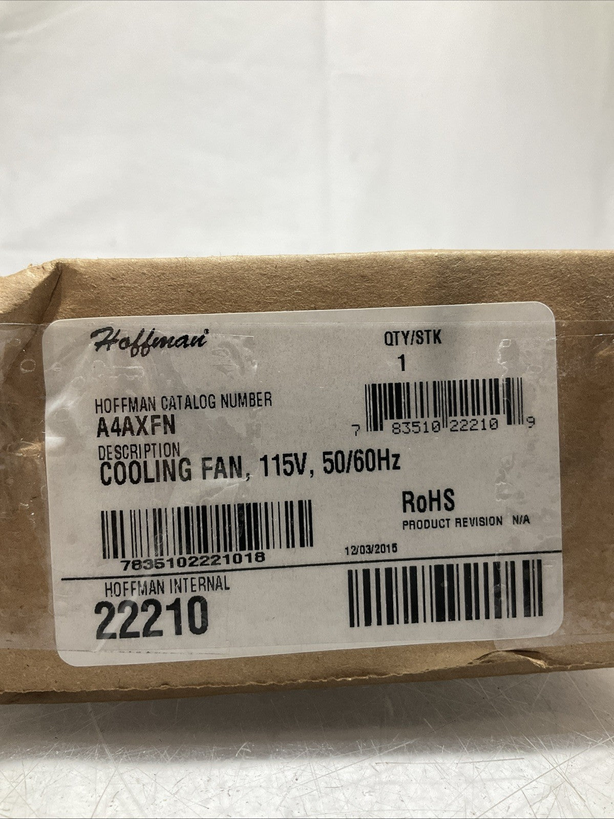 HOFFMAN A4AXFN COOLING FAN 115V 50/60HZ U3S