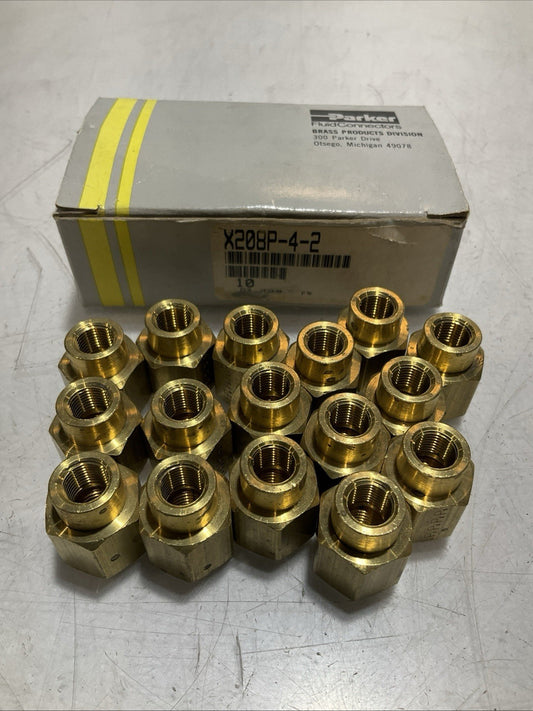 PARKER  X208P-4-2  TUBE FITTING CONNECTOR  LOT OF 16 Z2M