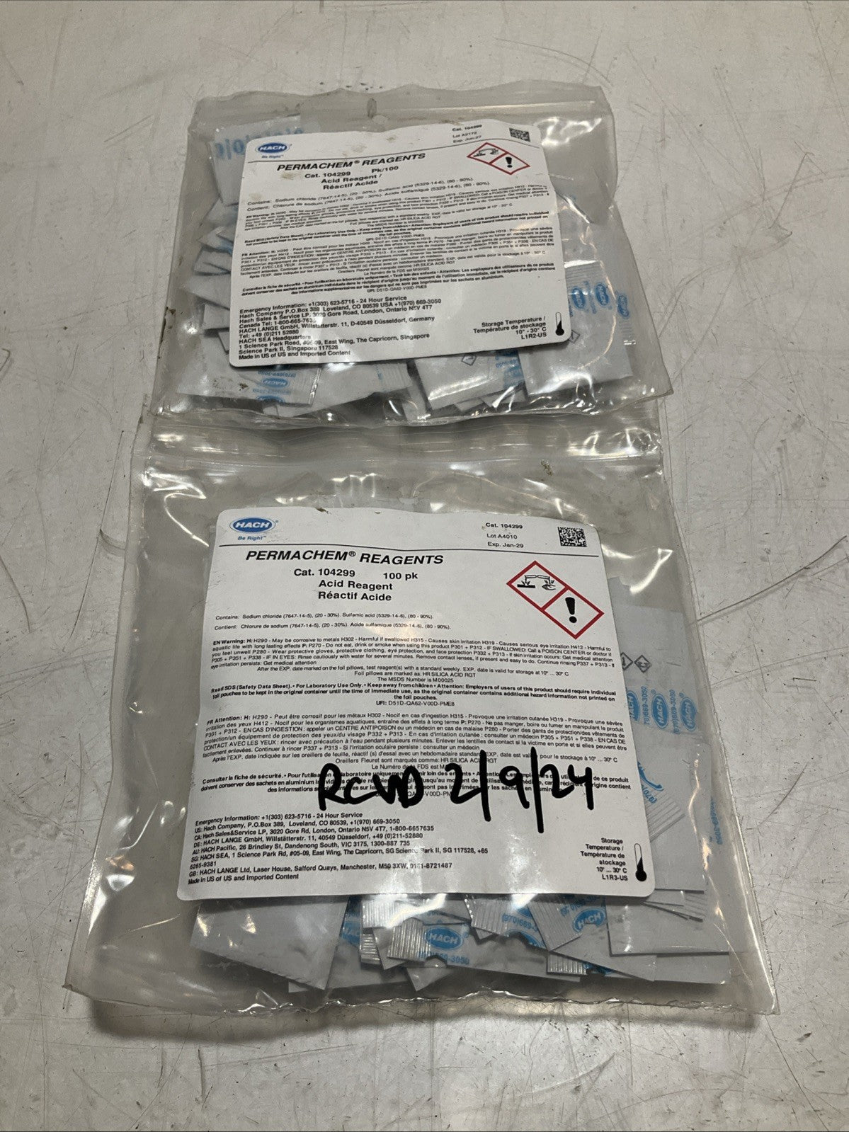 HACH  1042299  DEHA PERMACHEM FERROUS IRON  REAGENTS LOT OF 2  Y2M
