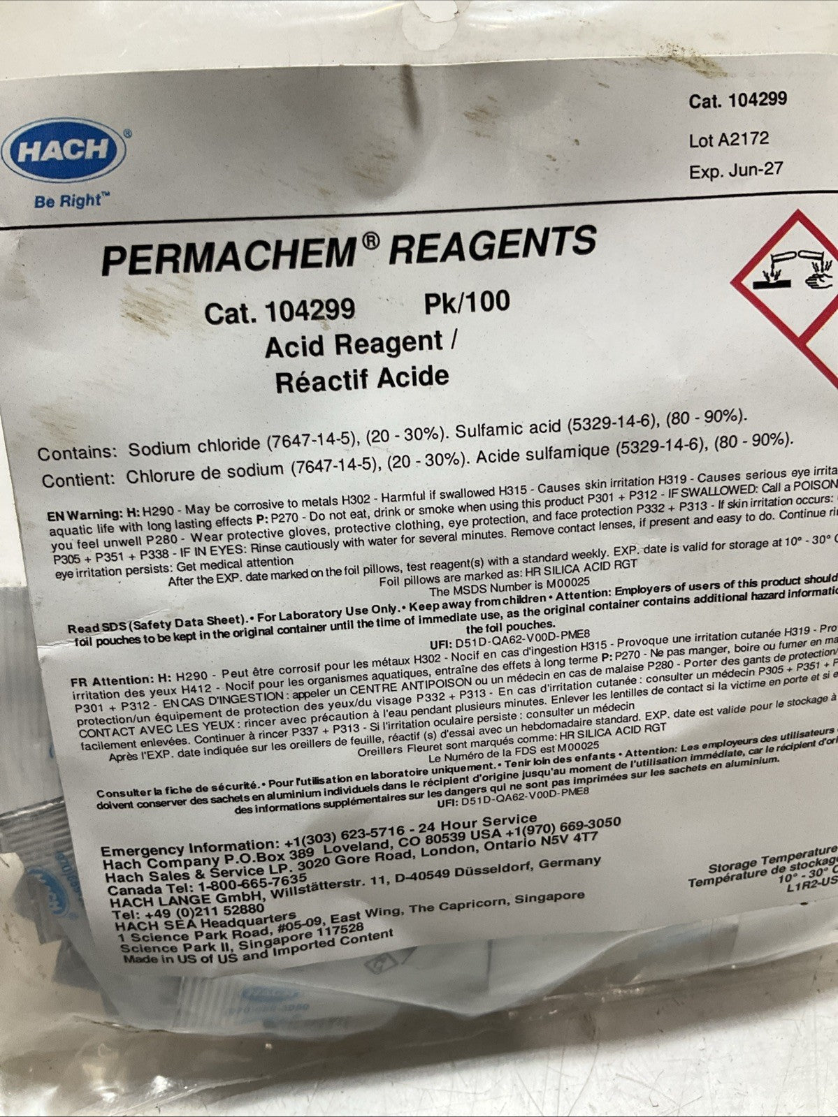 HACH  1042299  DEHA PERMACHEM FERROUS IRON  REAGENTS LOT OF 2  Y2M