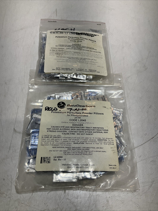 BETZDEARBORN  L2045  POTASSIUM PERSULFATE PILLOWS-PHOSPHATES LOT OF 2 Y2M