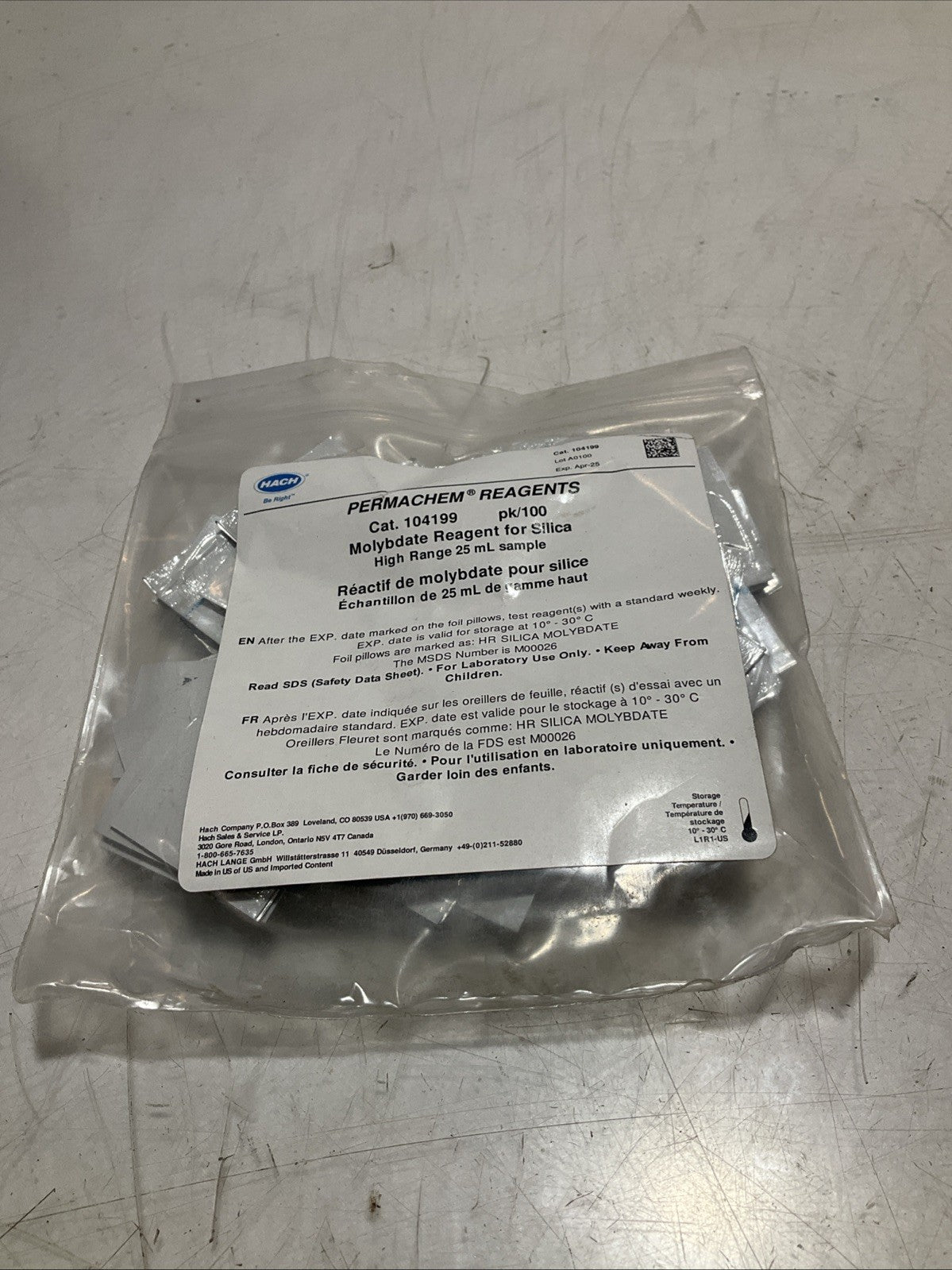HACH  104199 PERMACHEM FERROUS  IRON REAGENTS  LOT OF 4 Y2M