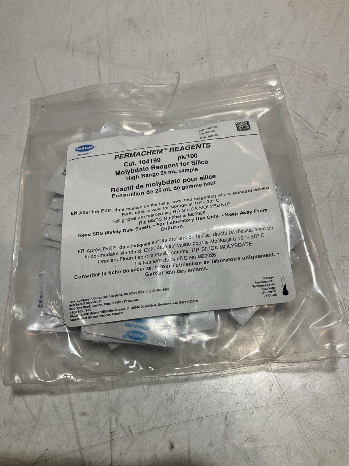 HACH  104199 PERMACHEM FERROUS  IRON REAGENTS  LOT OF 4 Y2M