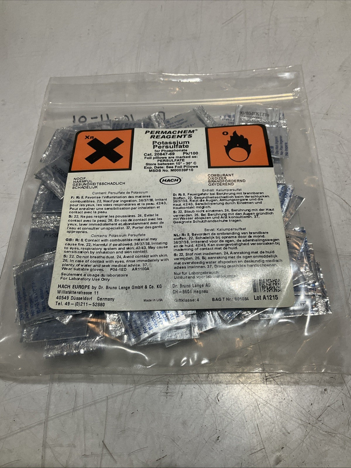 HACH  20847-69  POTASSIUM PERSULFATE PERMACHEM REAGENTS LOT OF  3 Y2M
