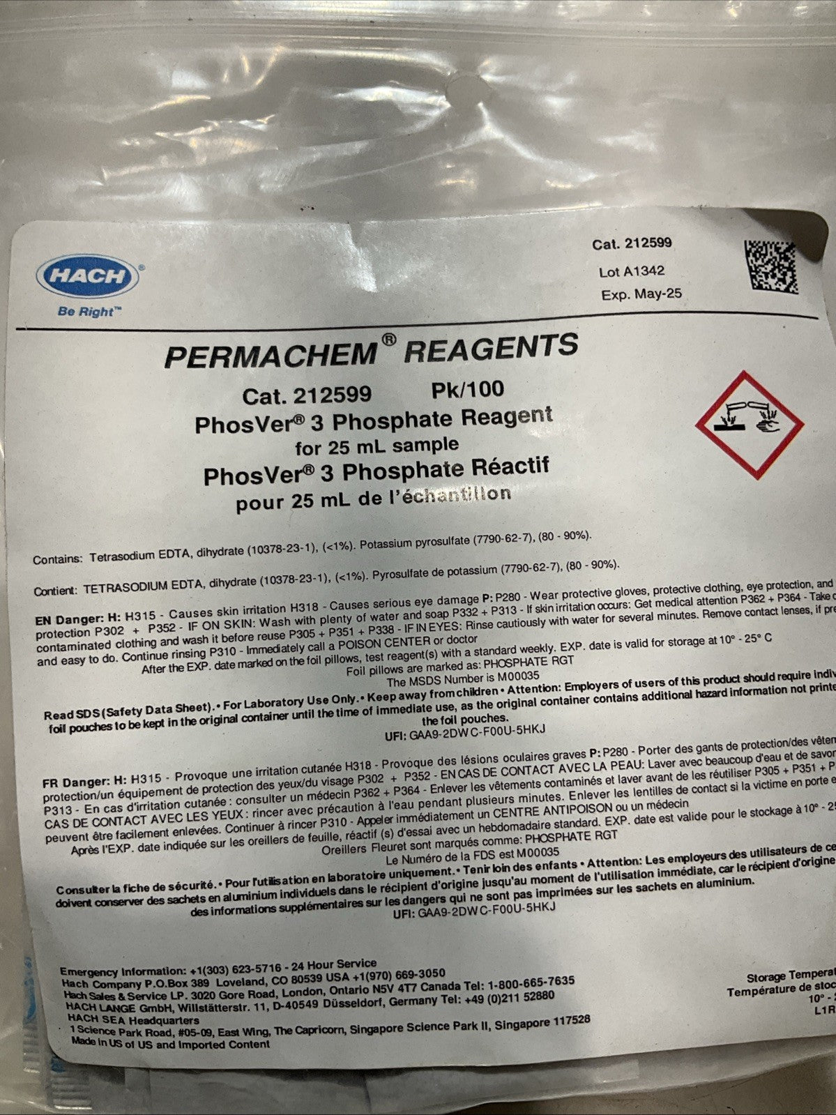 HACH  212599  DEHA PERMACHEM FERROUS IRON  REAGENTS   Y2M