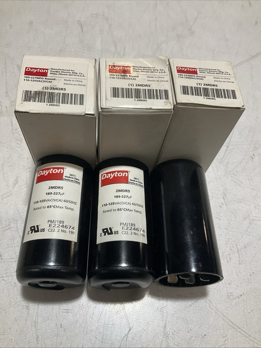 DAYTON   2MDR5  189-227MFD   110-125VAC  MOTOR STAR CAPACITOR  LOT OF 3  373