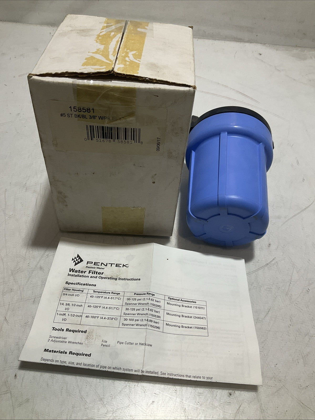 PENTEK  158581  WATER FILTER  SYSTEM  5ST  BK/BL 3/8 W/PR P5-478  Y2M