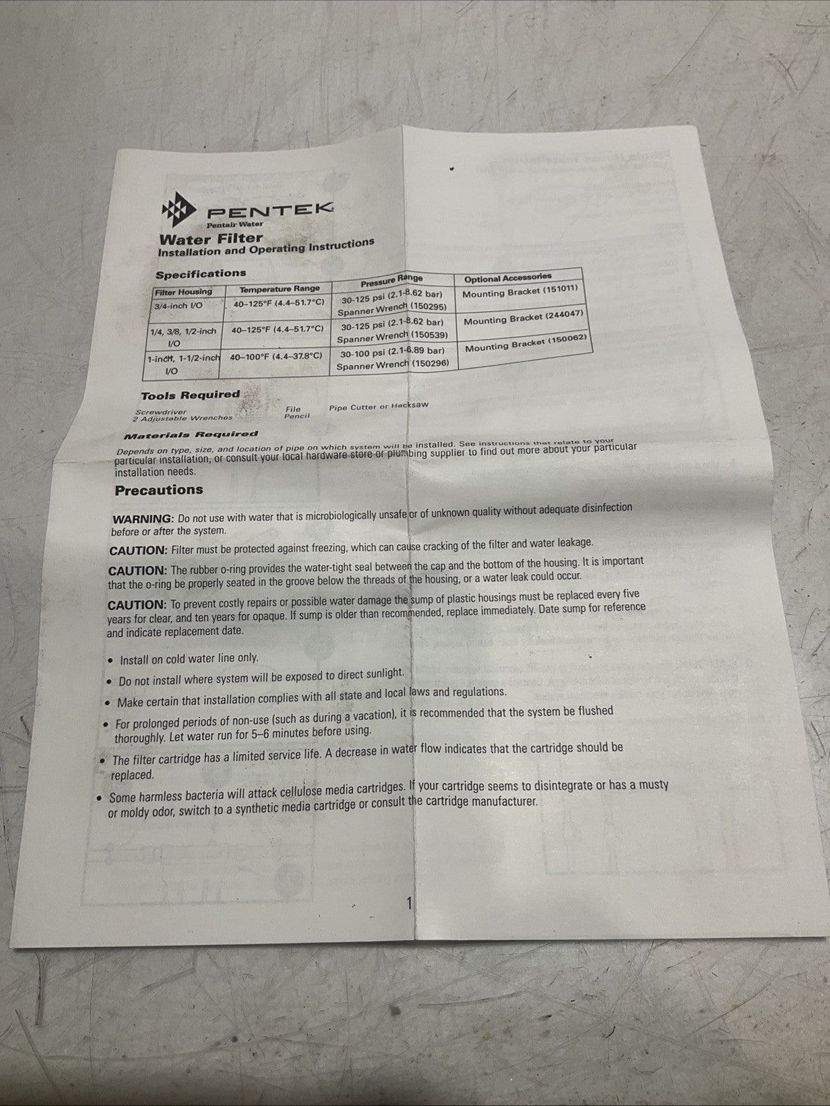 PENTEK  158581  WATER FILTER  SYSTEM  5ST  BK/BL 3/8 W/PR P5-478  Y2M