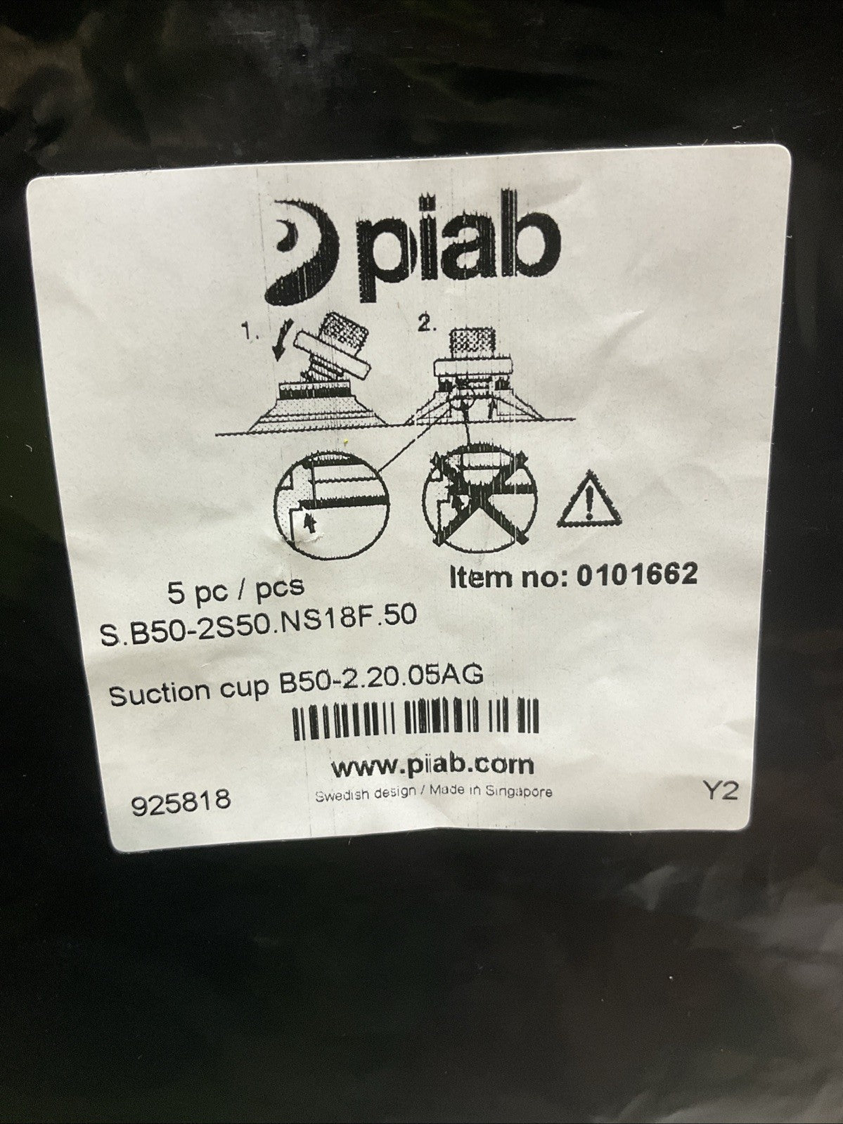 PIAB  0101662  SILICONE VACUUM  SUCTION  CUP  LOT OF 5 Z2M