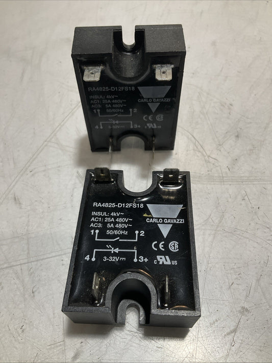CARLO GAVAZZI  RA4825-D12FS18  PANEL MOUNT  SOLID STATE  RELAY 25A LOT OF 2 Z2M