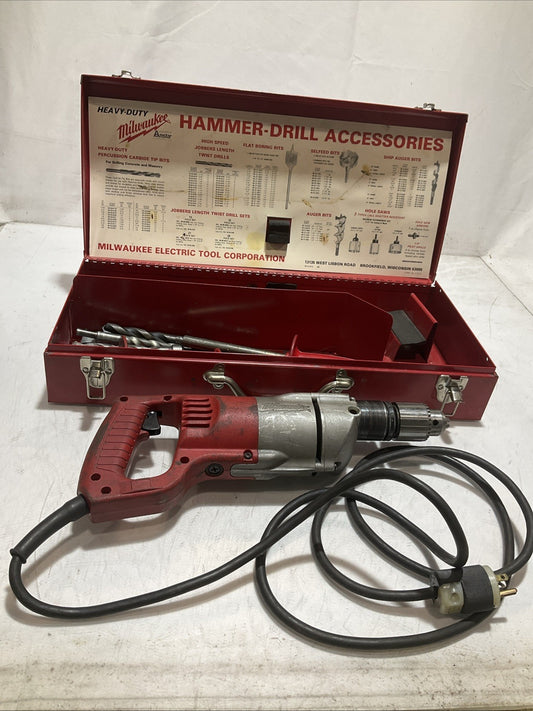 MILWAUKEE 5398 HEAVY DUTY HANDLE HAMMER DRILL KIT 120V 6.2AMPS  IN CASE  Z2M