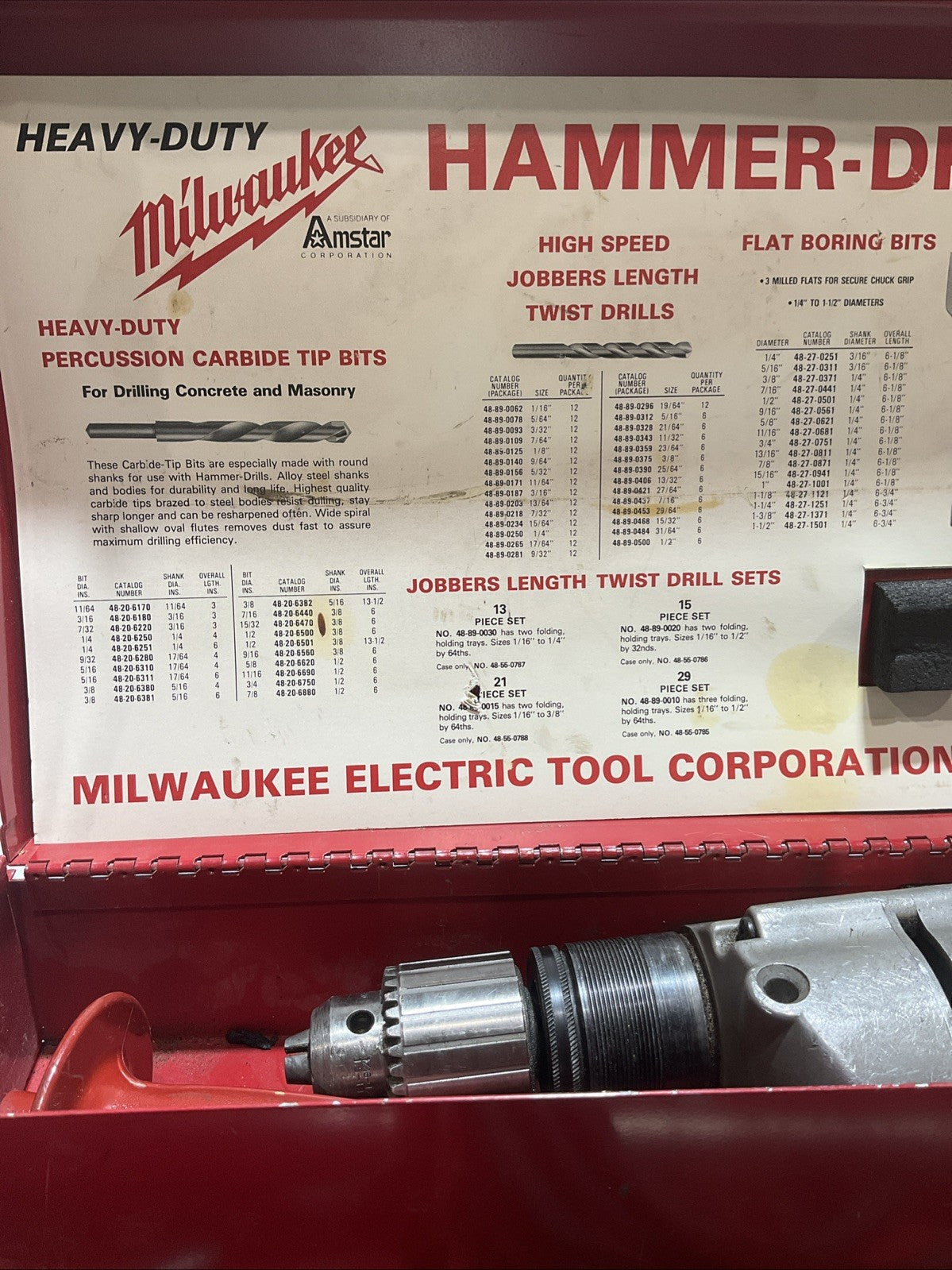MILWAUKEE 5398 HEAVY DUTY HANDLE HAMMER DRILL KIT 120V 6.2AMPS  IN CASE  Z2M