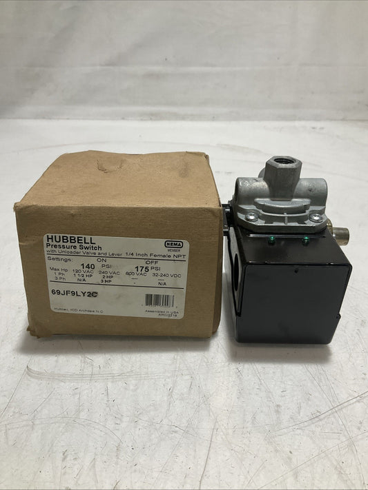 HUBBELL  69JF9LY2C  FURNAS  AIR COMPRESSOR PRESSURE CONTROL VALVE  140-175P Z2M