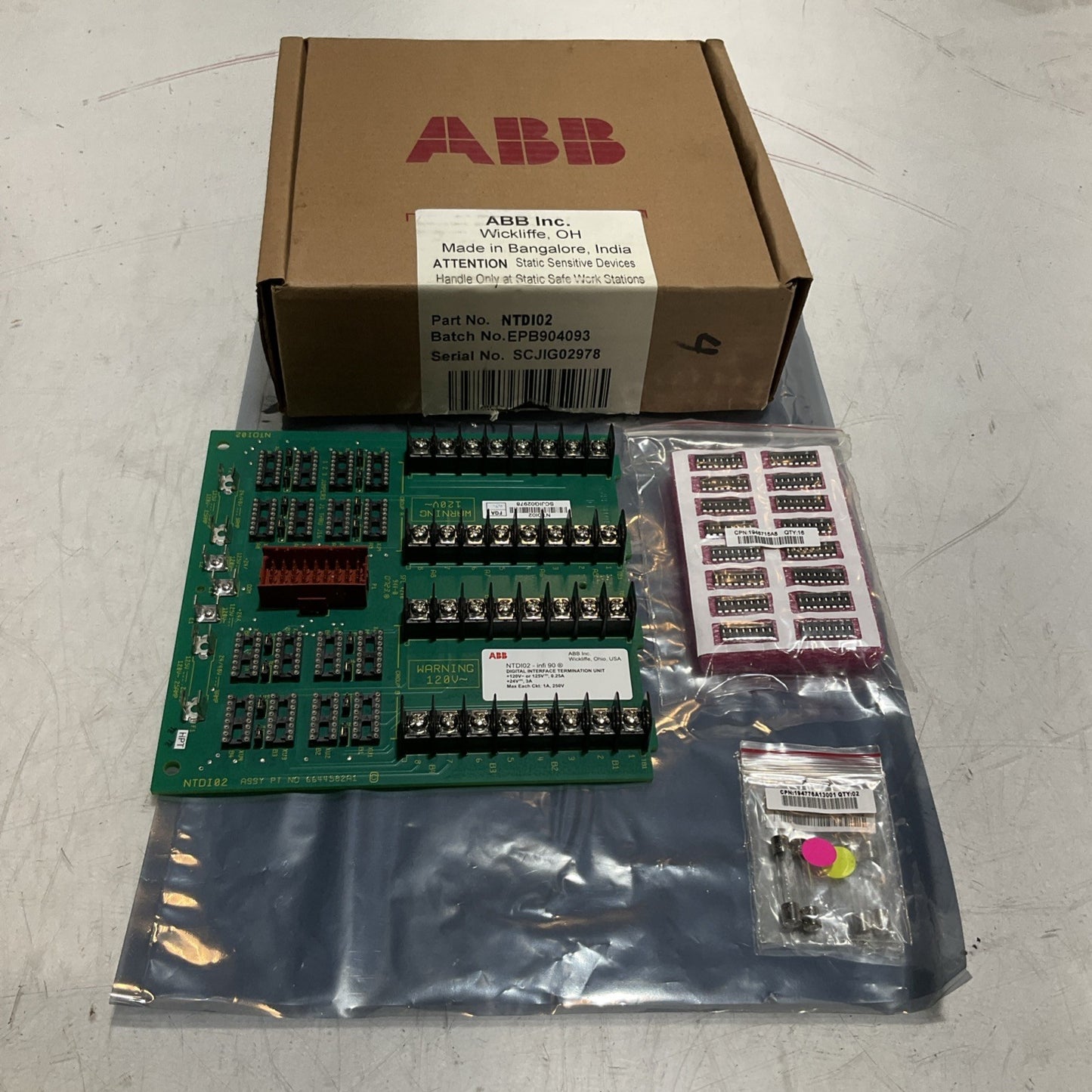 ABB  INFON90 TDI02 - PTNO 6644582A1 DIGITAL INTERFACE TERMINATION UNIT  120V Y2M