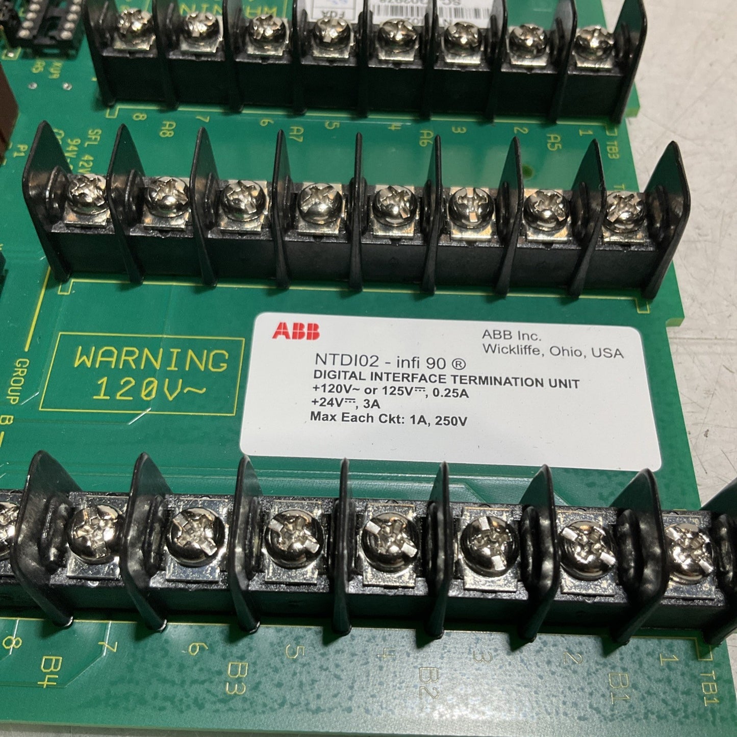 ABB  INFON90 TDI02 - PTNO 6644582A1 DIGITAL INTERFACE TERMINATION UNIT  120V Y2M