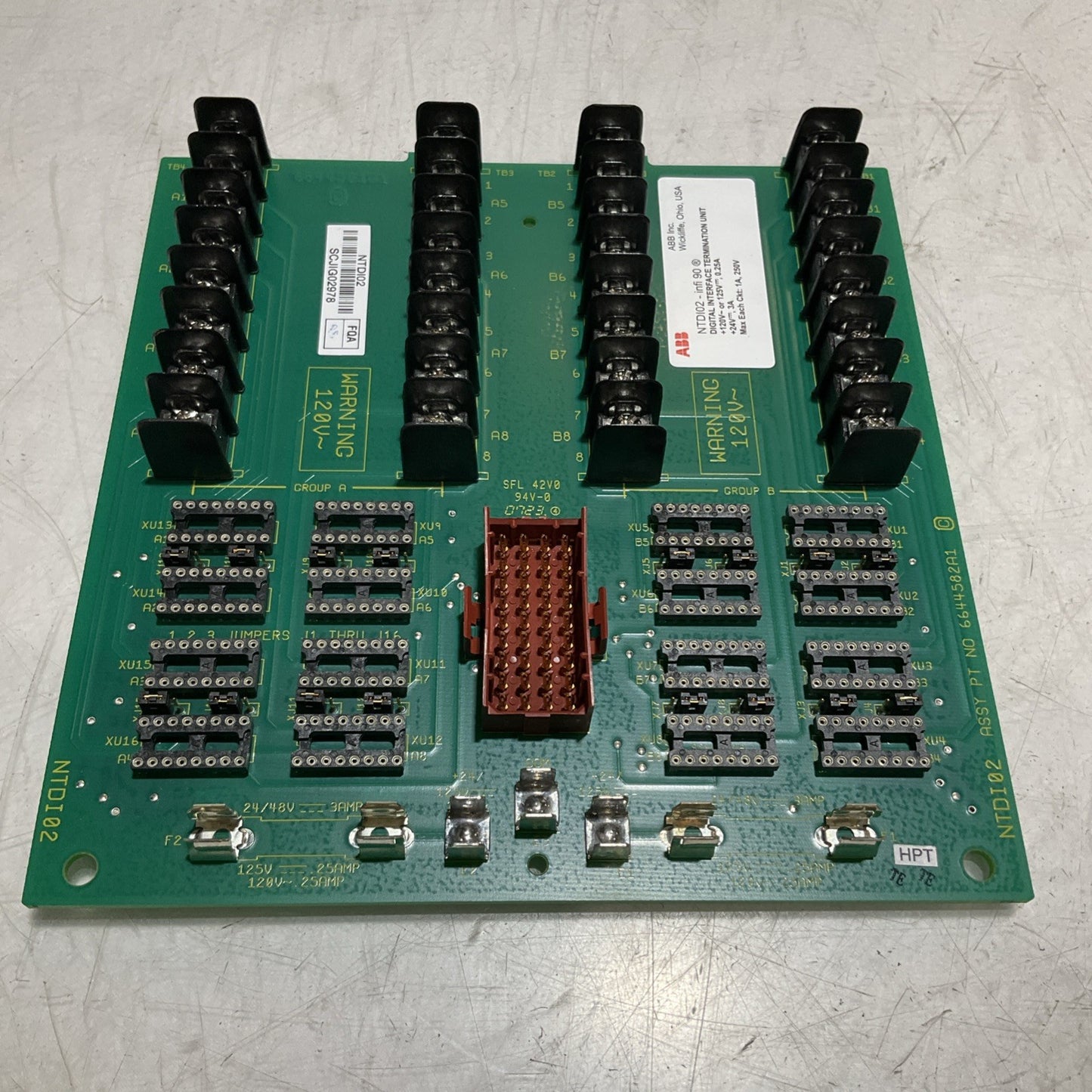 ABB  INFON90 TDI02 - PTNO 6644582A1 DIGITAL INTERFACE TERMINATION UNIT  120V Y2M