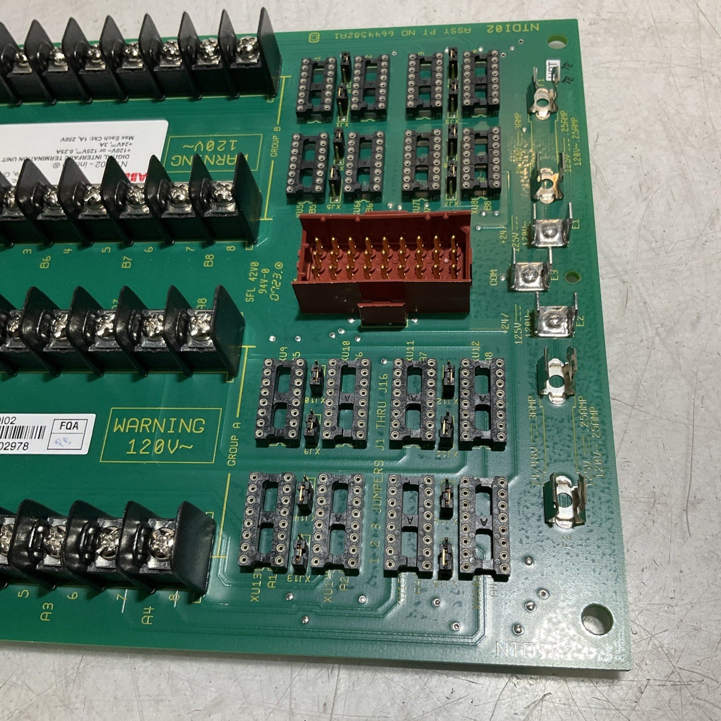 ABB  INFON90 TDI02 - PTNO 6644582A1 DIGITAL INTERFACE TERMINATION UNIT  120V Y2M