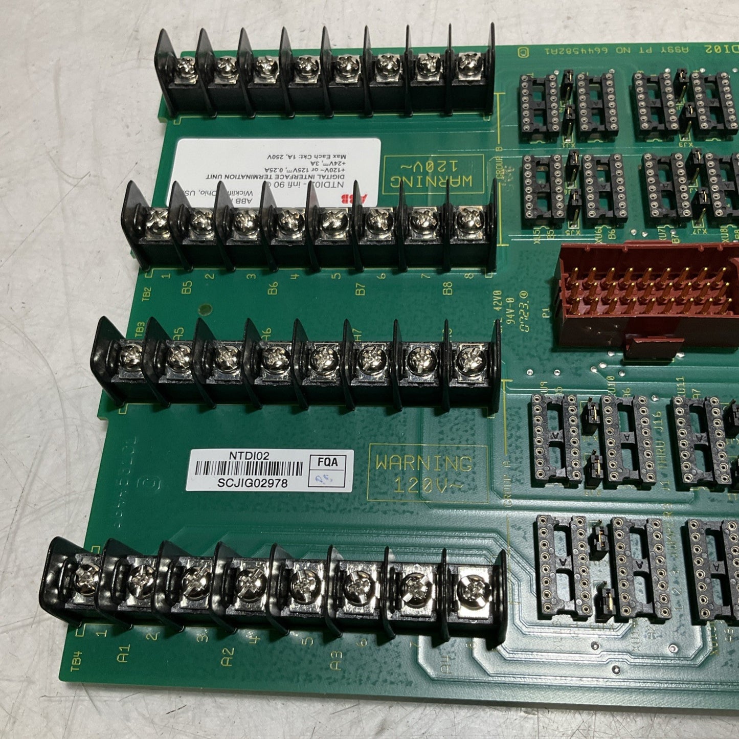 ABB  INFON90 TDI02 - PTNO 6644582A1 DIGITAL INTERFACE TERMINATION UNIT  120V Y2M