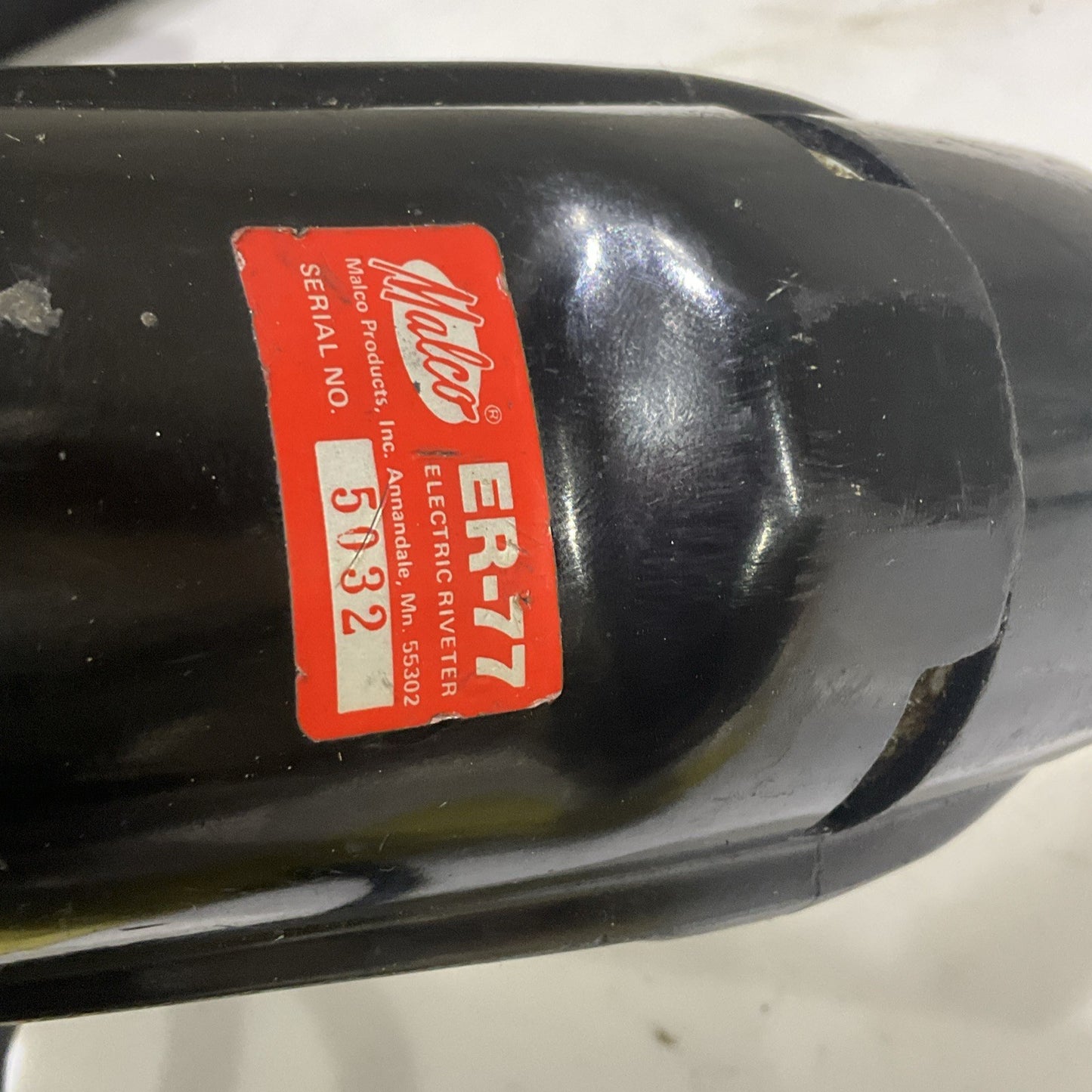 MALCO ER-77K ELECTRIC RIVETER 115-120 VAC 25-60 HZ N.L R.P.M 700 Z2M