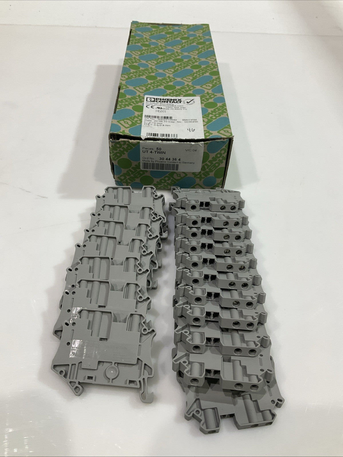 PHOENIX CONTACT  UT4-TWIN 3044364 TERMINAL BLOCK  CONDUCTOR  LOT OF 46 Y2M