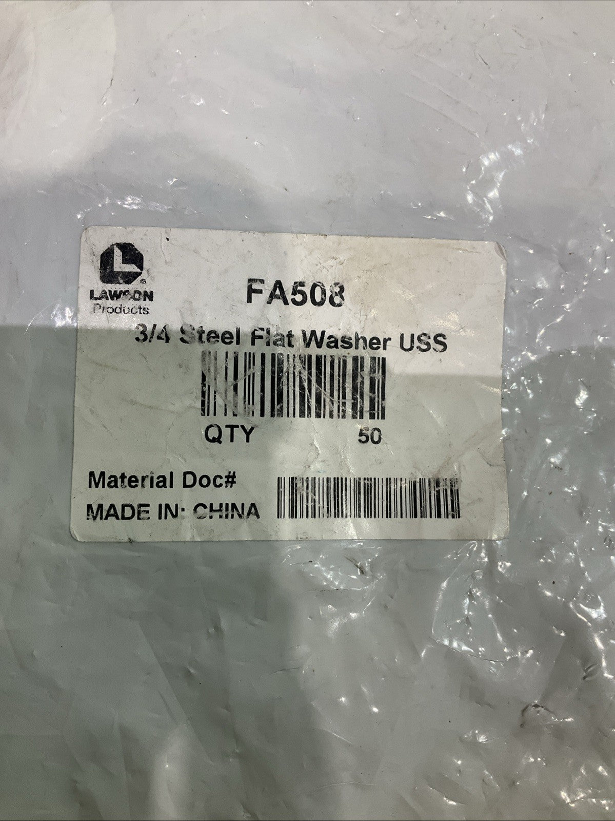 LAWSON FA508  3/4 LOW STEEL FLAT WASHER  LOT OF 50  Z2M