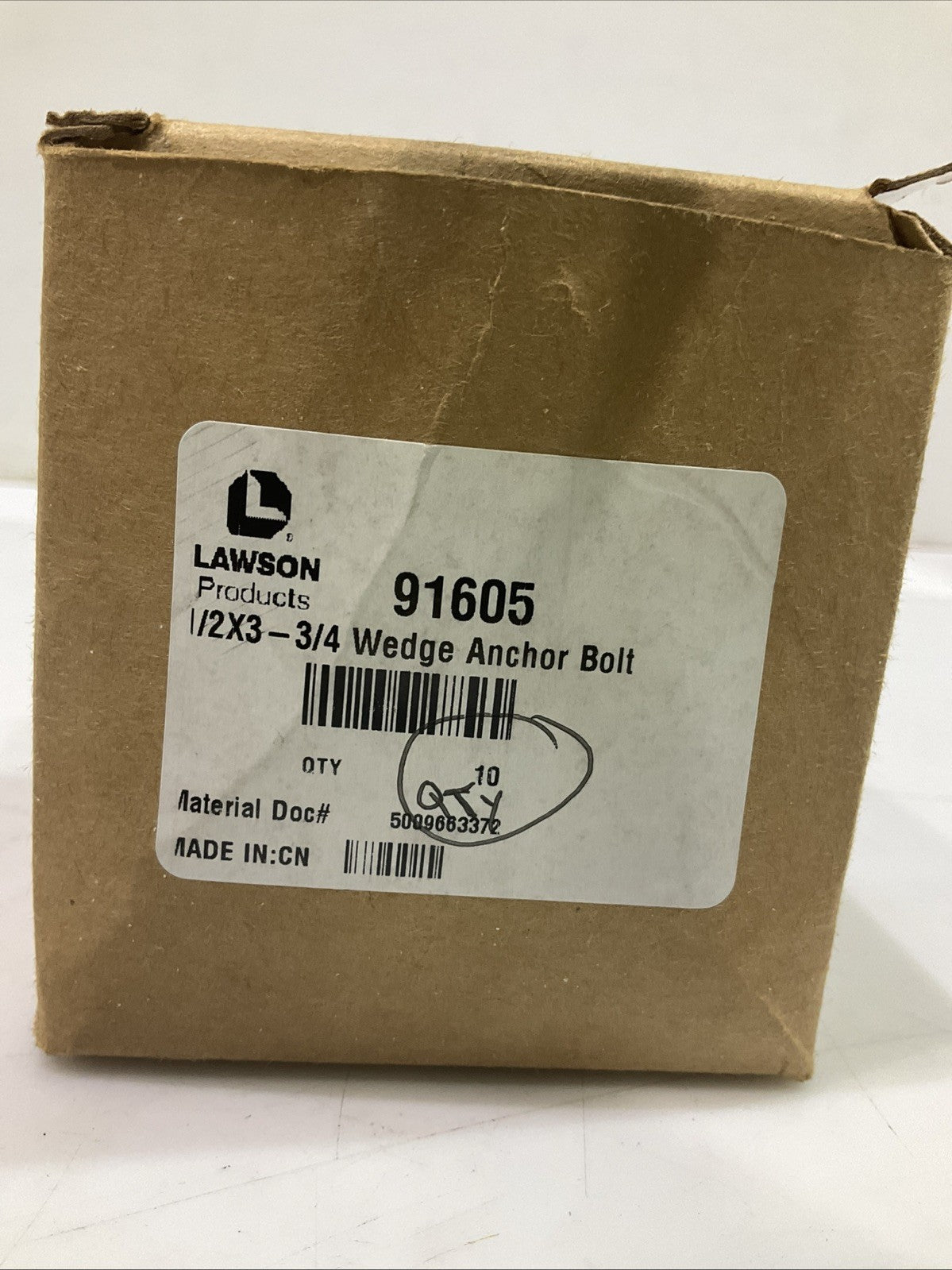 LAWSON  91605 1/2X3 3/4 WEDGE  ANCHOR  BOLT STEEL  QTY 10 Z2M