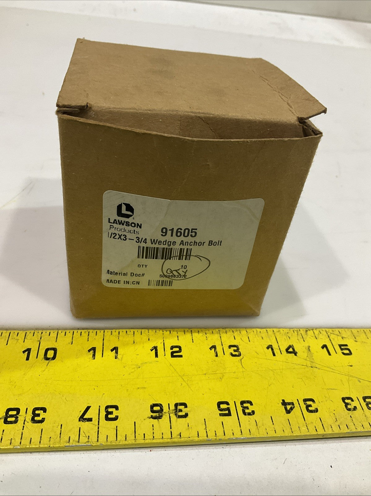 LAWSON  91605 1/2X3 3/4 WEDGE  ANCHOR  BOLT STEEL  QTY 10 Z2M