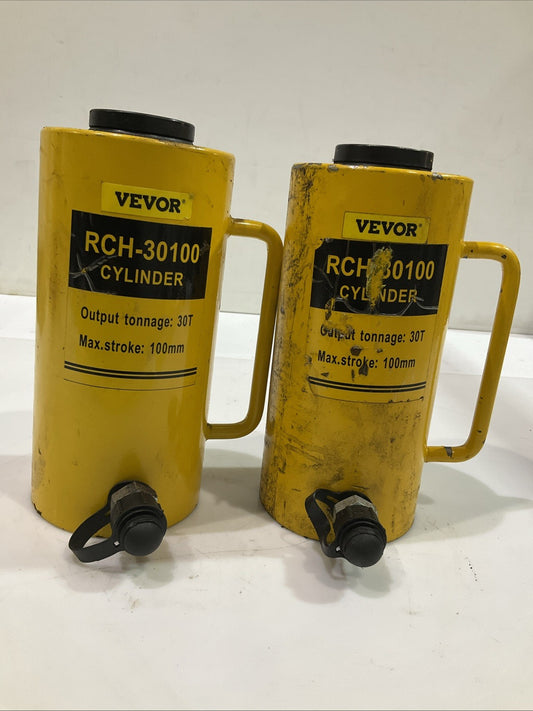 VEVOR   RCH-30100 30 TON 100MM SOLID RAM HYDRAULIC CYLINDER JACK  LOT OF 2  Y2M