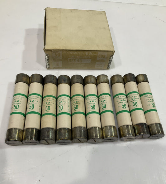 GOULD SHAWMUT  RFS50 RENEWABLE FUSE 600V  LOT OF 10 Z2M
