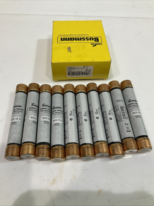 BUSSMANN  NOS-10 GENERAL PURPOSE GLASS K5 FUSE  LOT OF 10  Z2M
