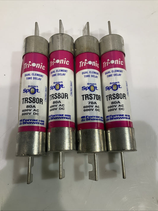FERRAZ SHAWMUT TRS80R TRS70R ELEMENT TIME DELAY CLASS RK5 FUSE 600V QTY 4 Z2M