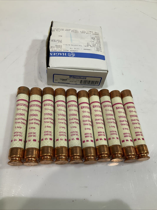 FERRAZ  SHAWMUT  TRS6R  DUAL  ELEMENT TIME  DELAY  6AMP 600VAC  LOT OF 10  Z2M