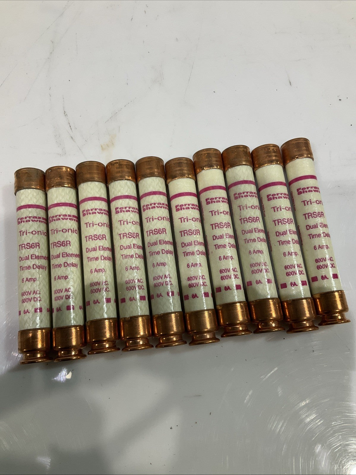 FERRAZ  SHAWMUT  TRS6R  DUAL  ELEMENT TIME  DELAY  6AMP 600VAC  LOT OF 10  Z2M