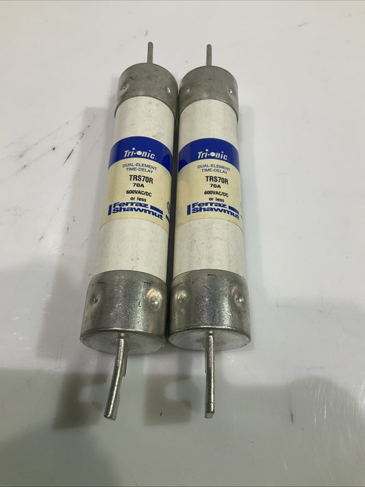 FERRAZ SHAWMUT  TRS70R  70A DUAL-ELEMENT TIME DELAY FUSE LOT OF 2 Z2M